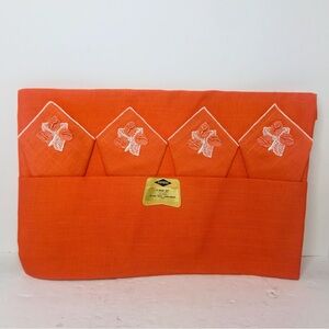 Vintage Empress 5 Piece Tablecloth Napkin Set 52” x 52” Rayon Harvest Orange